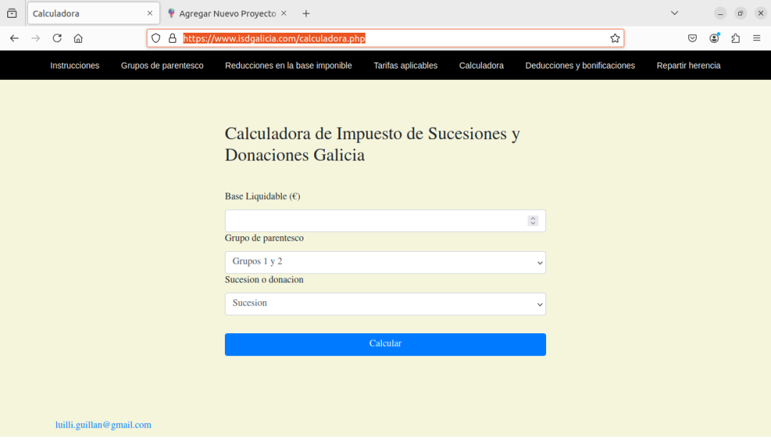 Calculadora impuesto de sucesiones Galicia
